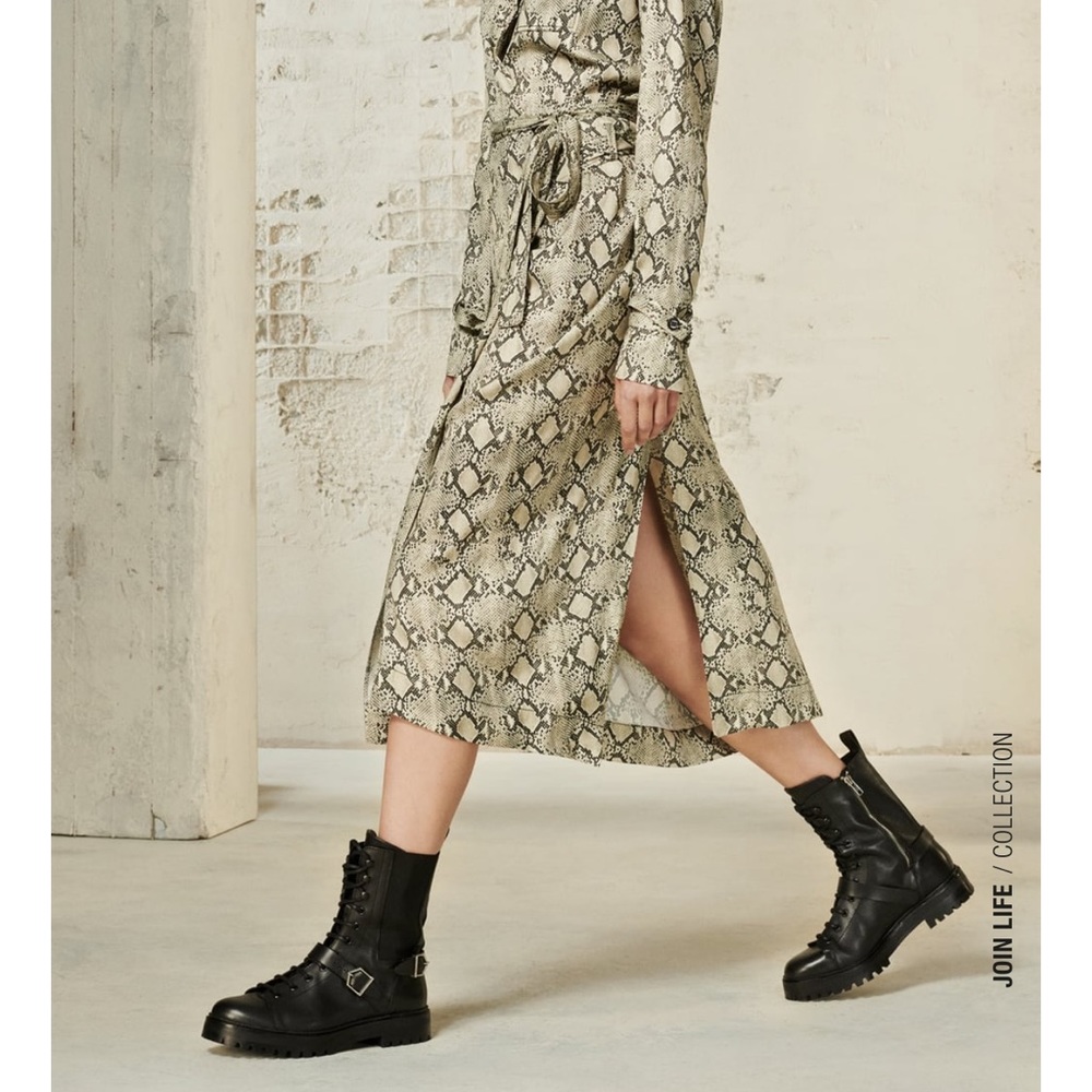 ZARA Real Leather Buckled Ankle Boots - Picture 2 of 8